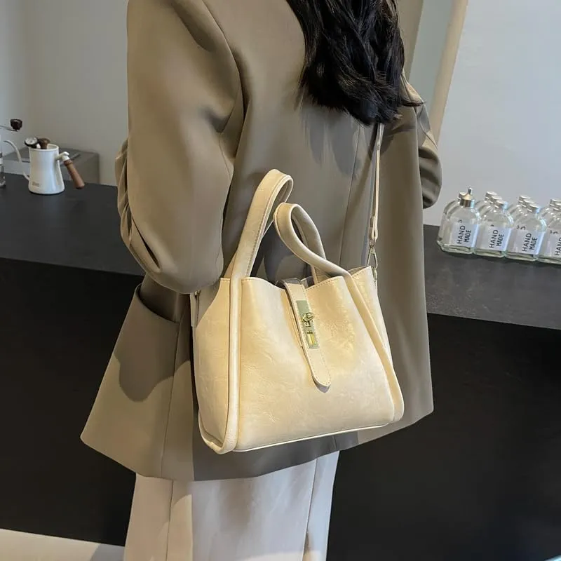 Bucket Bag for Women, Vegan Leather Bucket Bag Trendy Vintage Bucket Bag Leather Purse with Adjustable Shoulder Strap