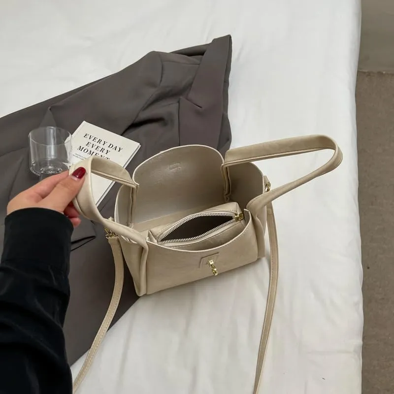 Bucket Bag for Women, Vegan Leather Bucket Bag Trendy Vintage Bucket Bag Leather Purse with Adjustable Shoulder Strap
