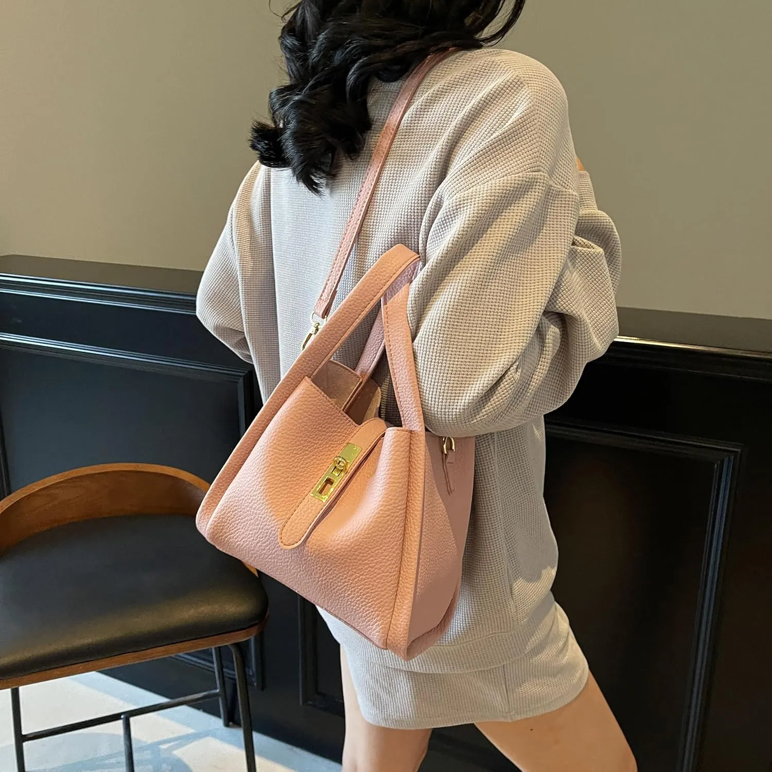 Bucket Bag for Women,Trendy Bucket Crossbody Bag Small Vintage Elegant Tote Bag Women's Shoulder Handbags Cluth Purse