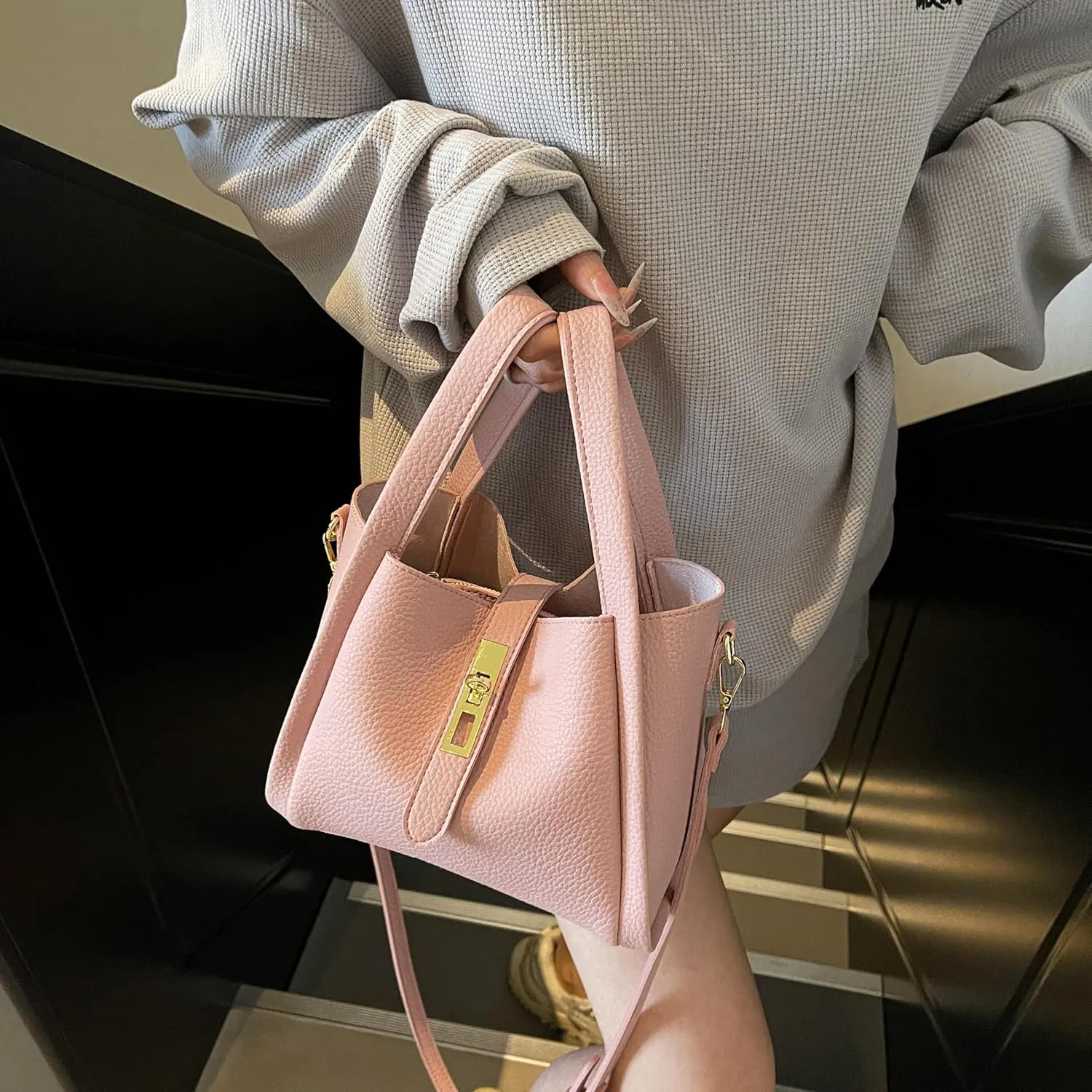 Bucket Bag for Women,Trendy Bucket Crossbody Bag Small Vintage Elegant Tote Bag Women's Shoulder Handbags Cluth Purse