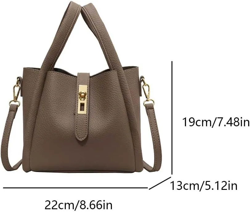 Bucket Bags for Women - Leather Crossbody Bucket Purse Small Handbag Trendy Vintage Shoulder Bag with Small Purse