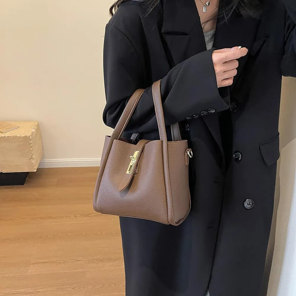 Bucket Bags for Women Vegan Leather Tote Bag Small Handbag Top Handle Bag Trendy Stachel Bag Crossbody Purse