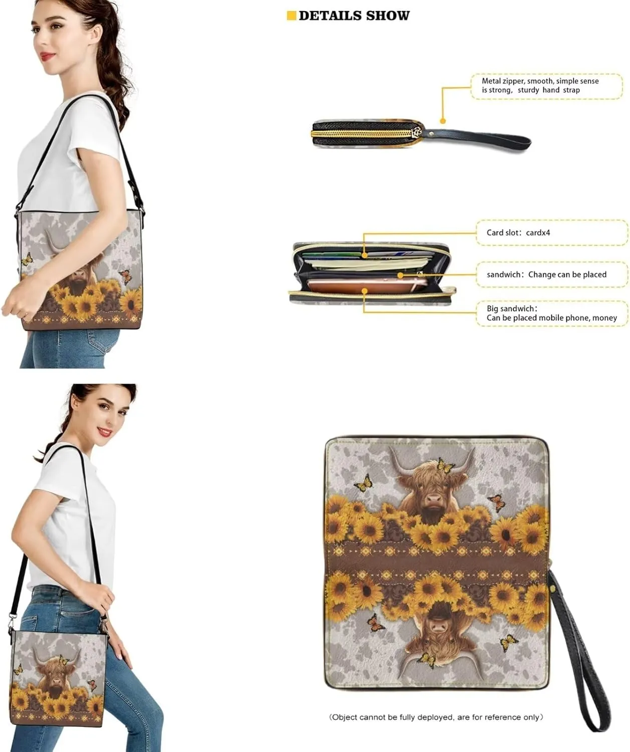 Bucket Crossbody Bag Set for Women Lady, Leather Purse and Wallet Set Large Bucket Bag with Wallet