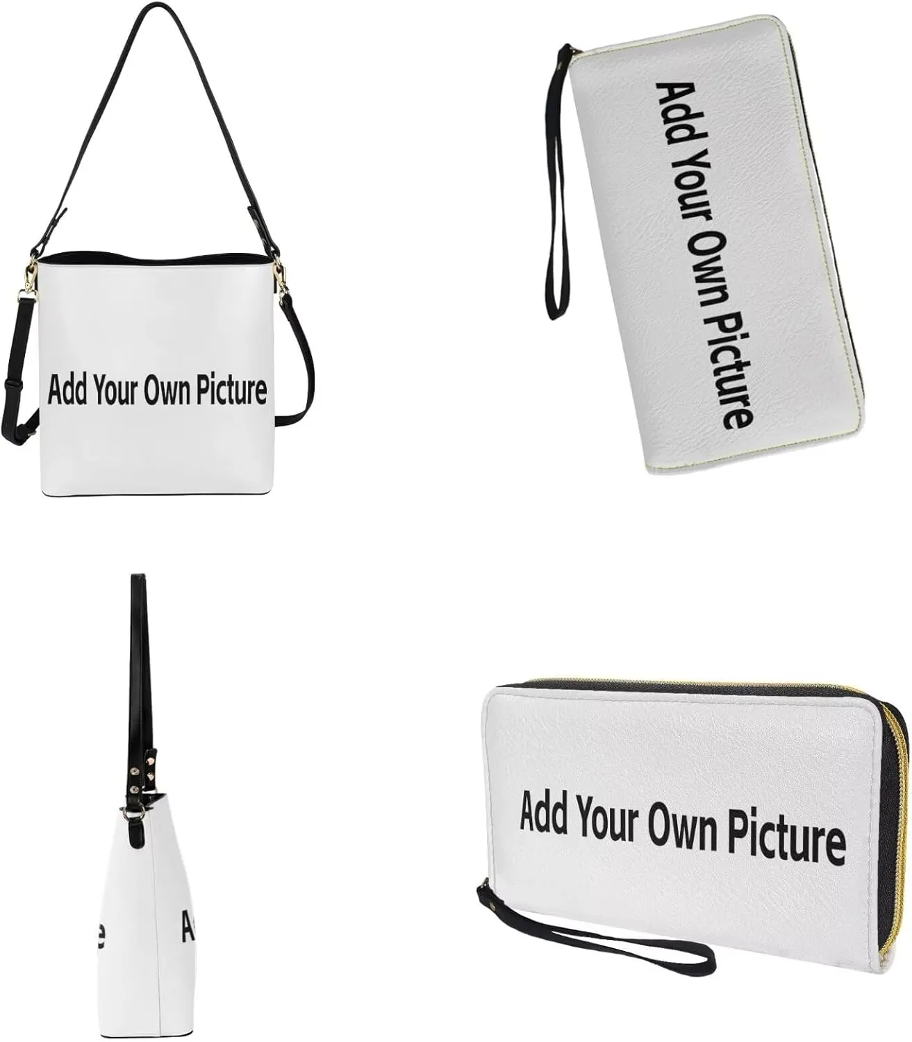 Bucket Crossbody Bag Set for Women Lady, Leather Purse and Wallet Set Large Bucket Bag with Wallet