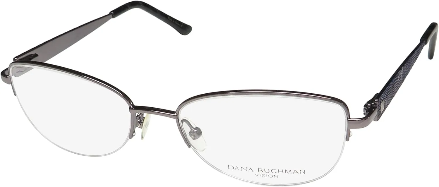 Buttercup Half-Rimless Premium Segment Sleek Eyeglass Frame/Glasses [53-17-140, gunmetal]