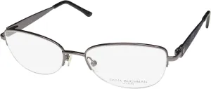 Buttercup Half-Rimless Premium Segment Sleek Eyeglass Frame/Glasses [53-17-140, gunmetal]