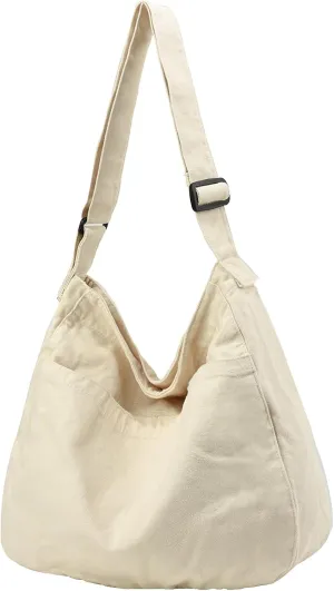 Canvas Tote Bag Casual Hobo Crossbody Shoulder Bag for Women and Men Large Purse Messenger Bag Travel Work