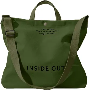 Canvas Tote Bag For Women inside out bag Crossbody Handbag with Adjustable Strap and Coin Purse for Work,Travel,Grocery