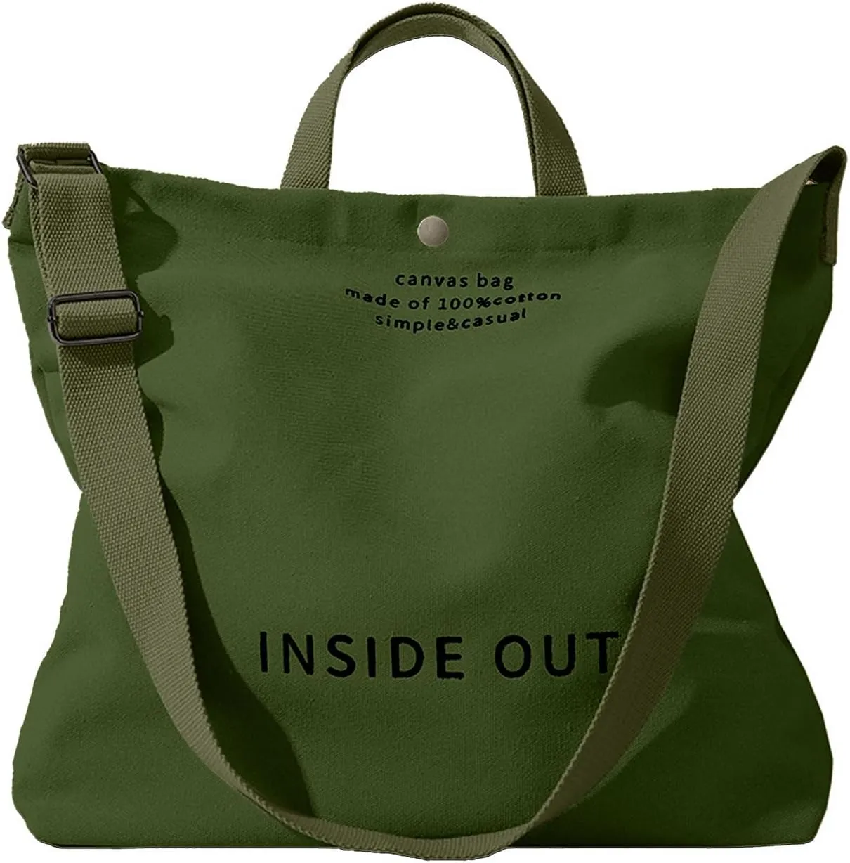 Canvas Tote Bag For Women inside out bag Crossbody Handbag with Adjustable Strap and Coin Purse for Work,Travel,Grocery