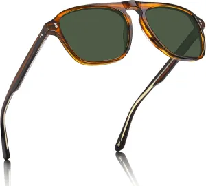 CARFIA Acetate Polarized Men's Sunglasses - Pilot Design, UV Protection CA5355