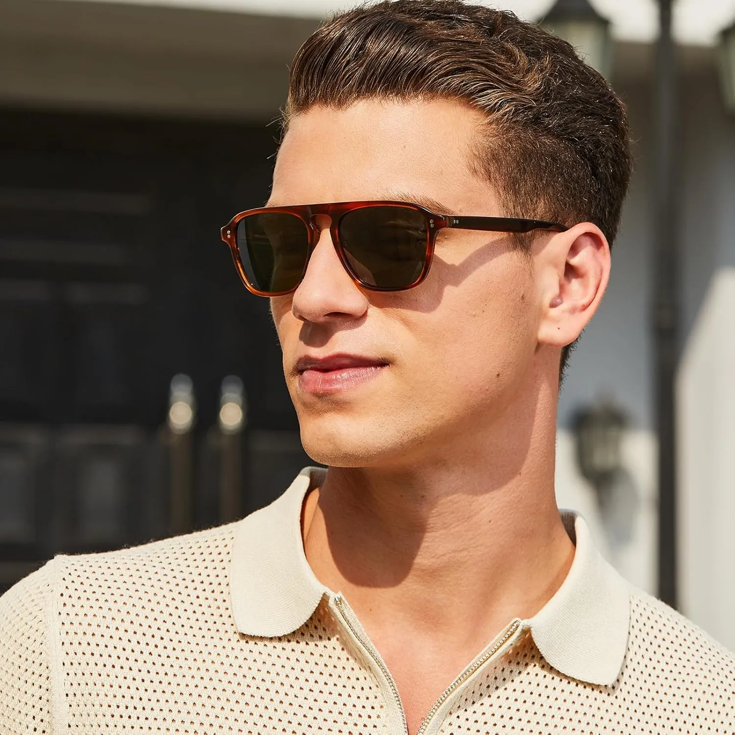 CARFIA Acetate Polarized Men's Sunglasses - Pilot Design, UV Protection CA5355
