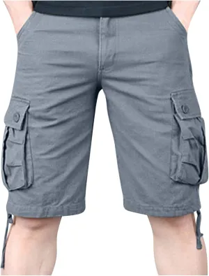 Cargo Shorts for Men Stretch Waist Multi Pocket Causal Tooling Shorts Outdoor Sport Regular Fit Cotton Hiking Shorts