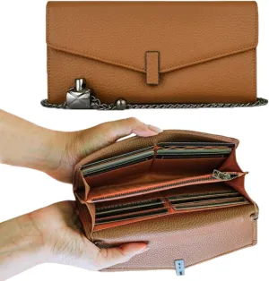 Carina XL Crossbody Phone Purse - Handcrafted Premium Calfskin Leather Clutch - Smartphone Organizer for Cash, Coins & Cards - Crossbody Wallet Compatible with iPhone Pro Max Series - Hazelnut