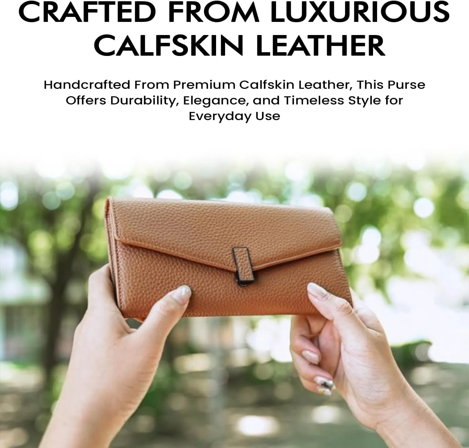 Carina XL Crossbody Phone Purse - Handcrafted Premium Calfskin Leather Clutch - Smartphone Organizer for Cash, Coins & Cards - Crossbody Wallet Compatible with iPhone Pro Max Series - Hazelnut
