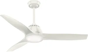 Casablanca Fan 59284 Wisp 52-Inch Ceiling Fan with LED Light and Handheld Remote, Whisper-Quiet Motor, 4-Speed Control, Fresh White Finish