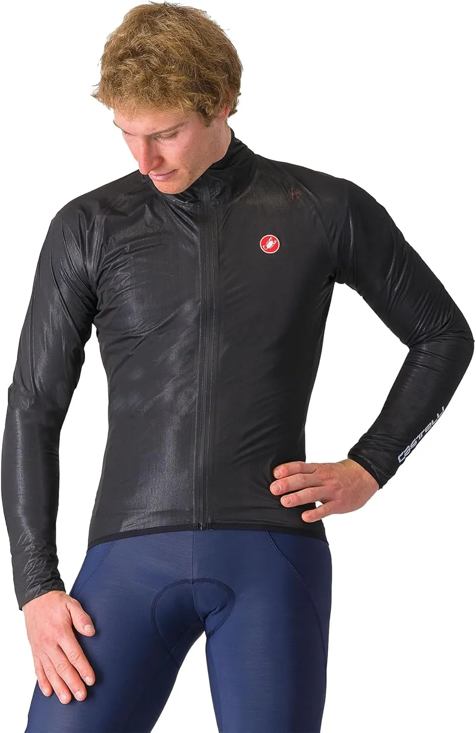 CASTELLI Men’s Squall Shell Jacket, Full Waterproof, Windproof Lightweight Reflective Jacket for Road Cycling & Gravel Biking