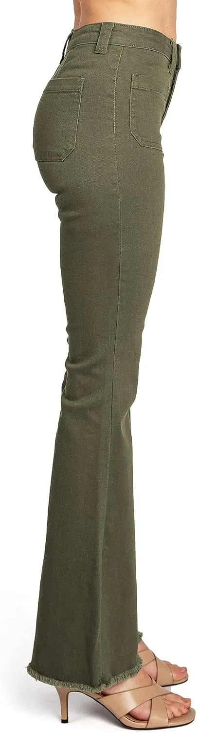 Celebrity Pink Regeneration Women's Juniors Mid Rise Patch Pocket Flare Jeans