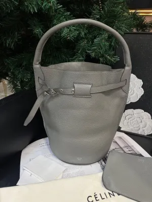 Celine Elephant Gray Leather Bucket Bag