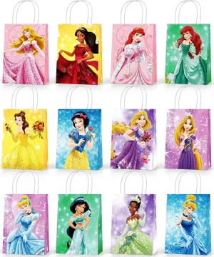 Cemocle 24PCS Princess Prince Party Favor Bags - Princess Party Bags, Princess Birthday Bags with Handles, Princess Goodie Bag for Girls Gift Party Favor Decorations Theme Birthday Supplies