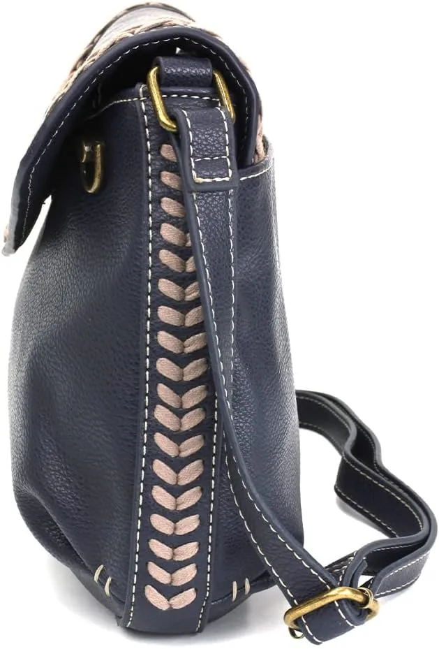 CHALA Braided Boho Crossbody Bag with Metal Keychain -Ink
