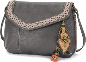 CHALA Braided Boho Crossbody Bag with Metal Keychain -Ink