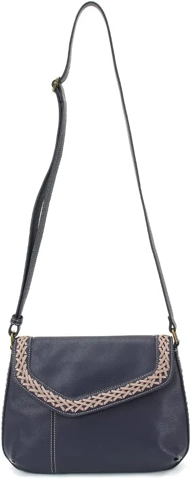 CHALA Braided Boho Crossbody Bag with Metal Keychain -Ink