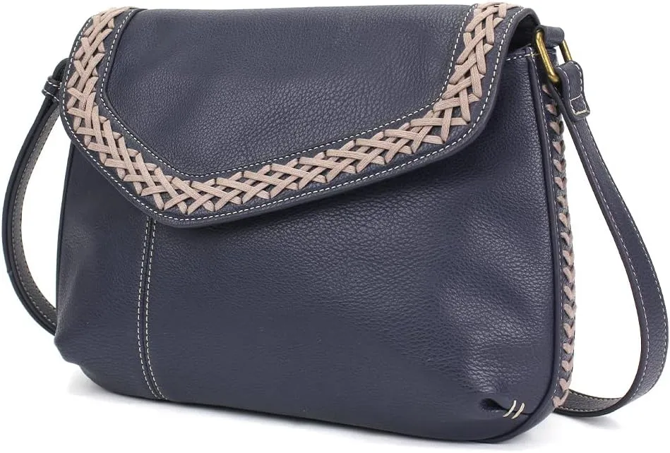 CHALA Braided Boho Crossbody Bag with Metal Keychain -Ink