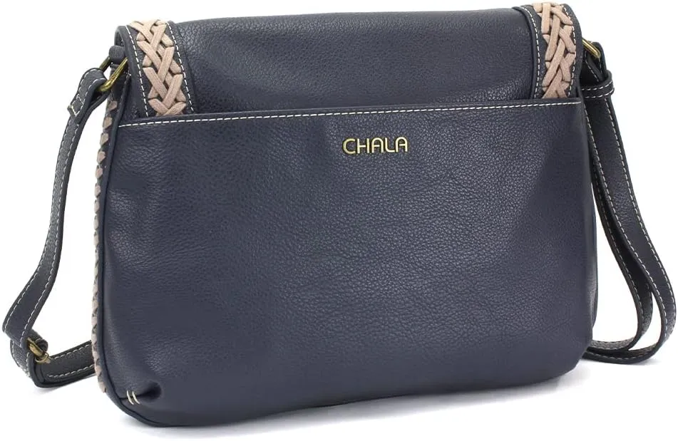 CHALA Braided Boho Crossbody Bag with Metal Keychain -Ink