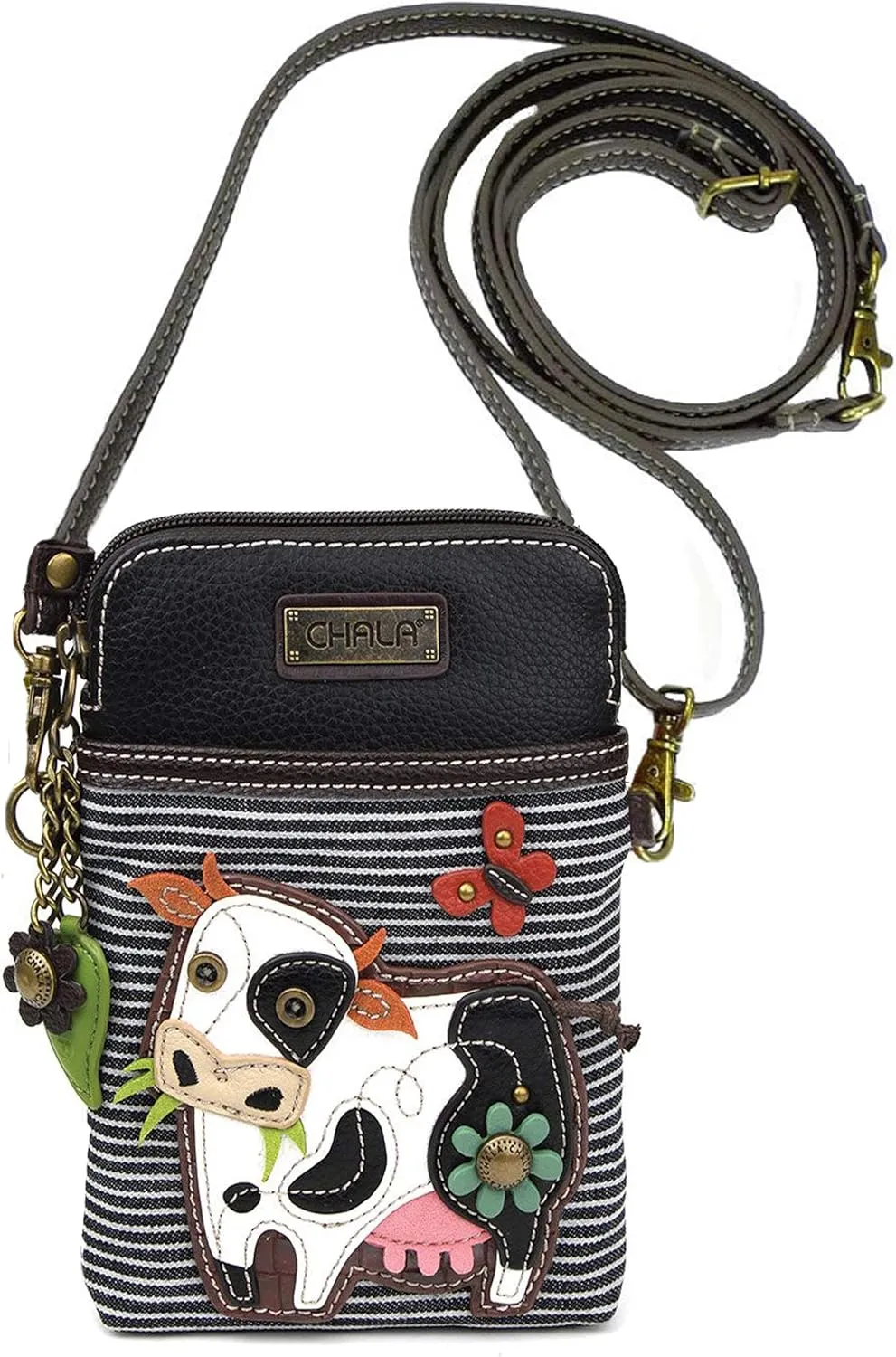 Chala Handbags Cow Cellphone Crossbody Handbag - Cow Lover Farmer, 5" x 7.5" x 1"
