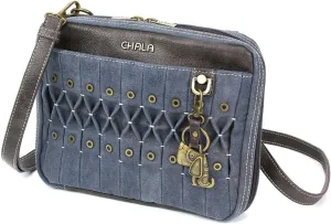 Chala Origami Xbody Crossbody Bag w/Metal Keychain - Dog Blue
