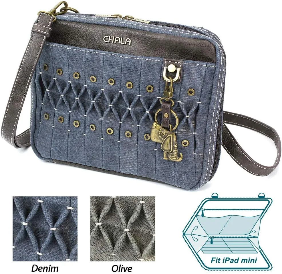 Chala Origami Xbody Crossbody Bag w/Metal Keychain - Dog Blue