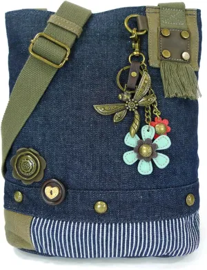 CHALA Patch Cross-Body Women Handbag, Canvas Messenger Bag Denim