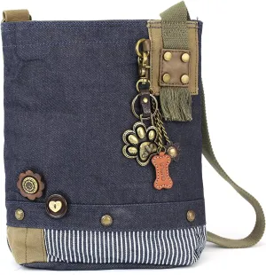 CHALA Patch Cross-Body Women Handbag, Canvas Messenger Bag Denim