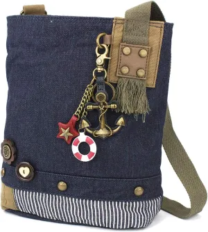 CHALA Patch Cross-Body Women Handbag, Canvas Messenger Bag Denim