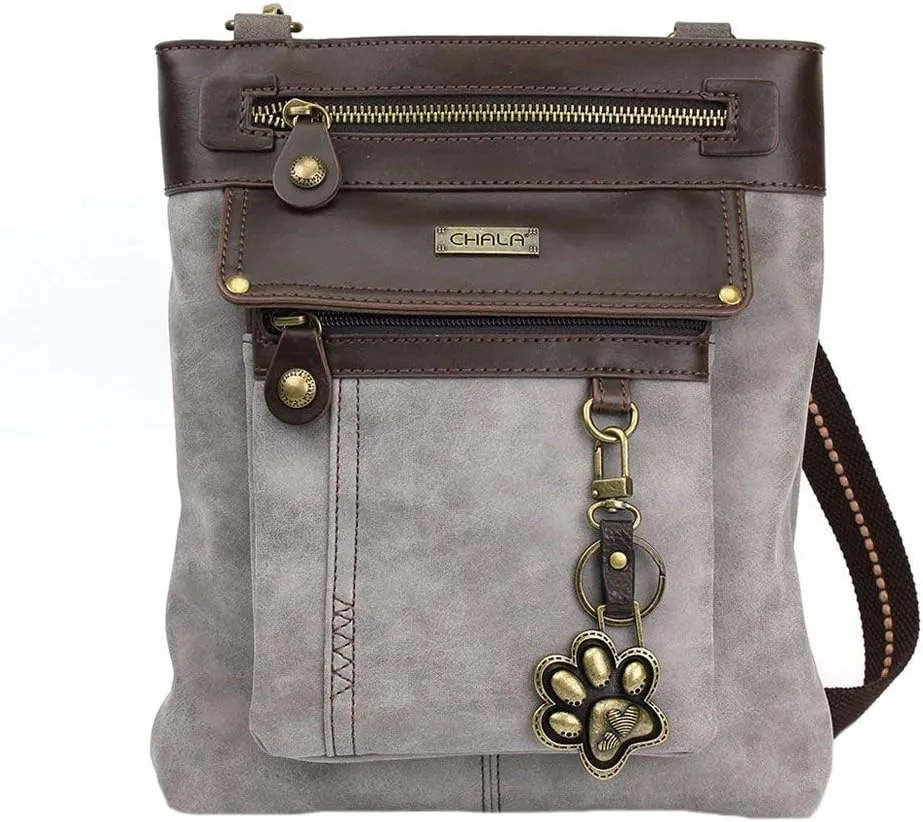 Chala Paw Print 3-in-1 Gemini Crossbody Handbag, Dog Lovers Gift (Gray)