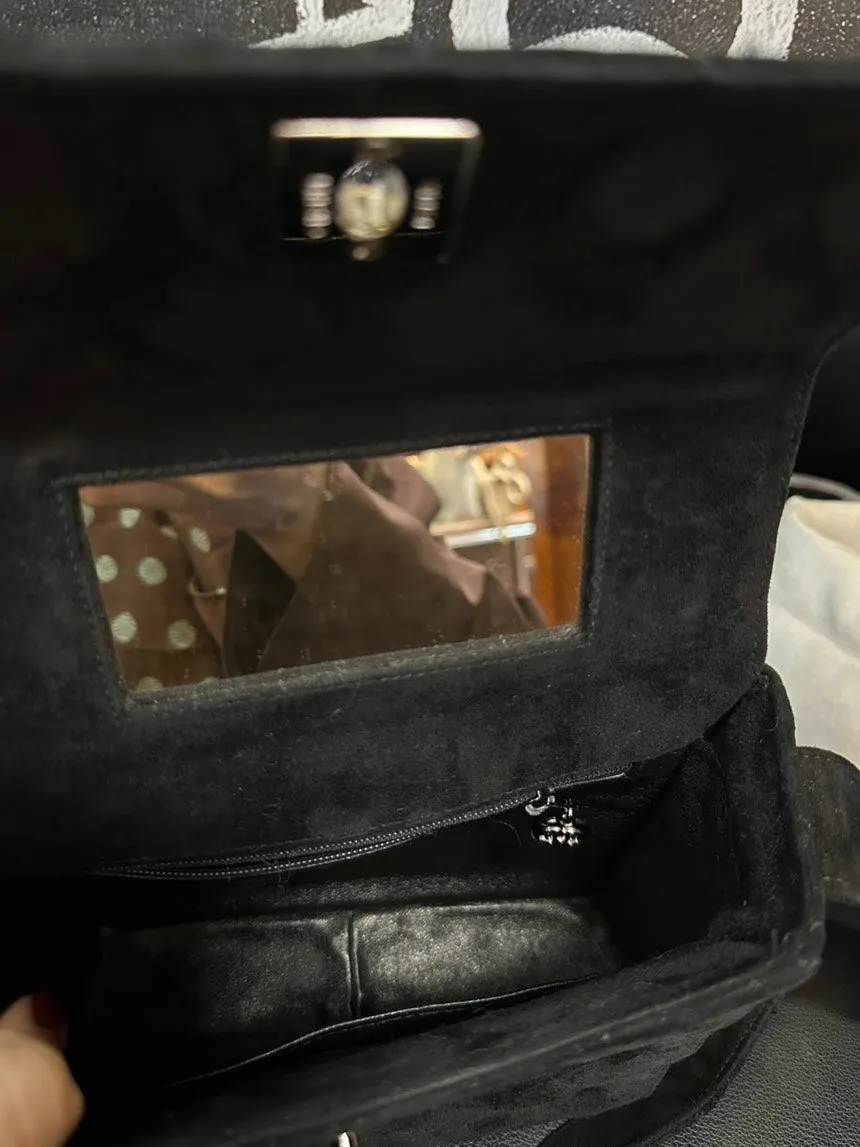 Chanel Black Velvet Crossbody Bag Silver Hardware