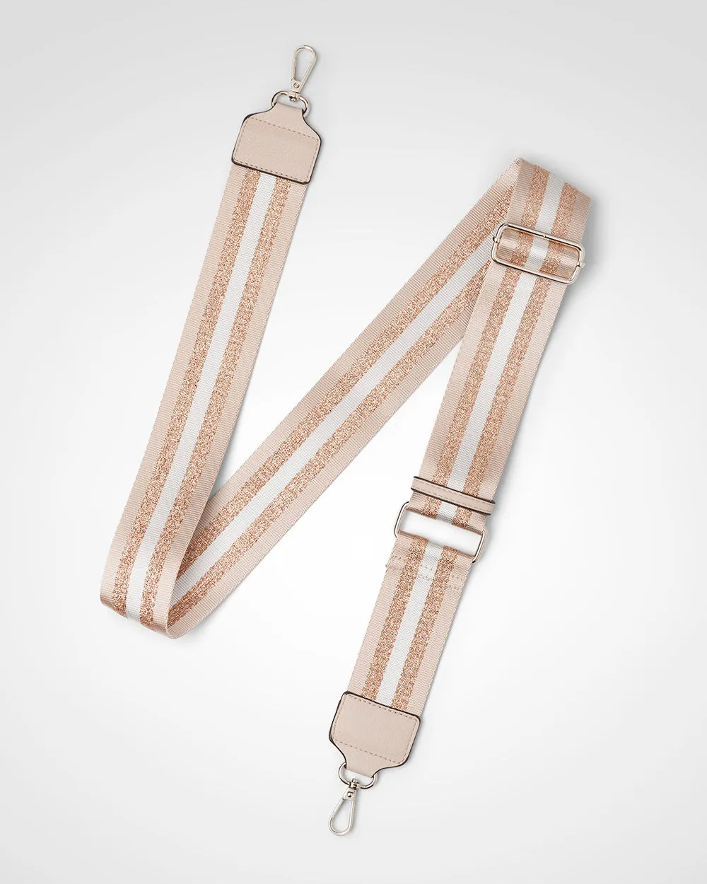 Charlotte Double Zip Crossbody Bag   Metallic Stripe Bag Strap