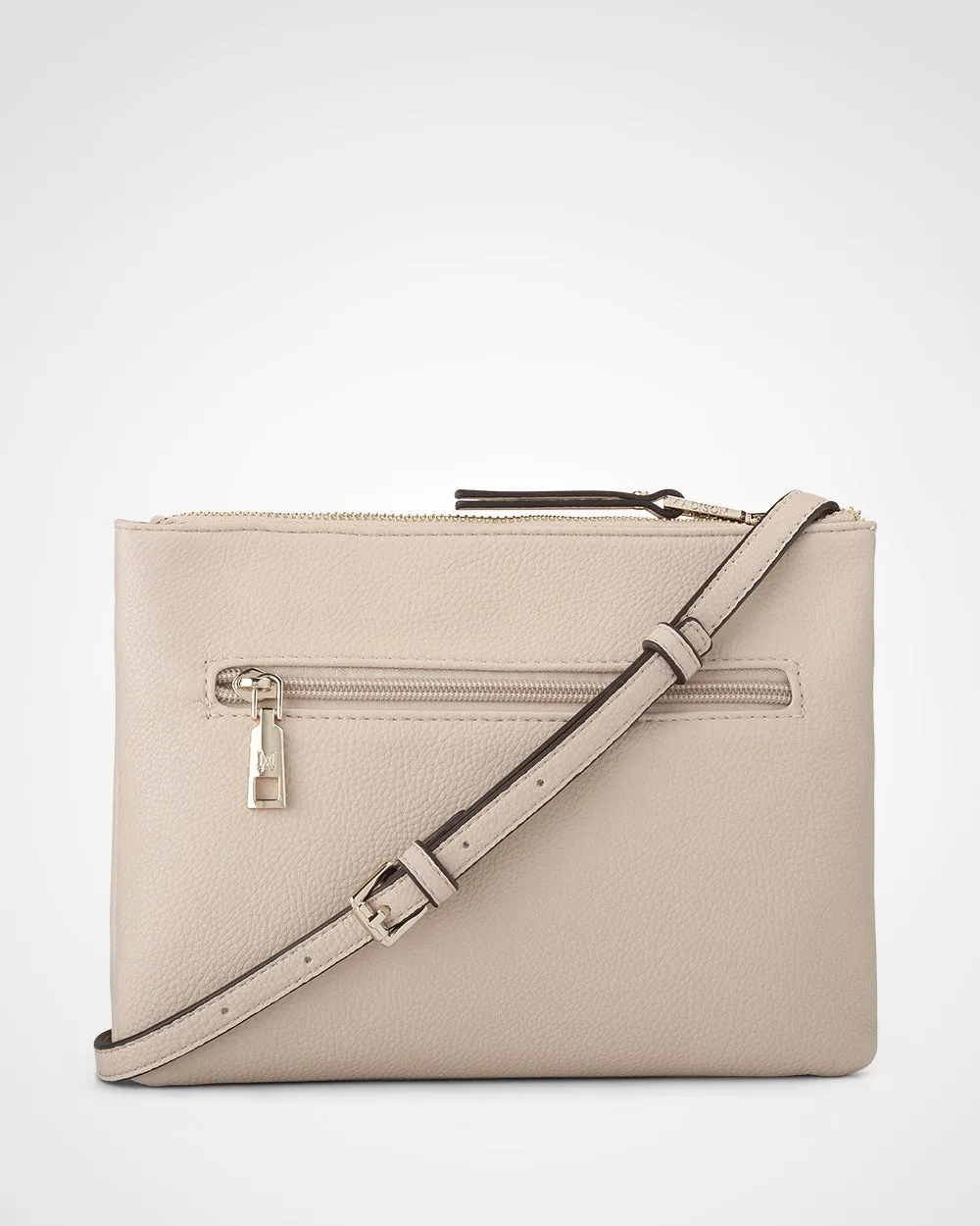 Charlotte Double Zip Crossbody Bag   Metallic Stripe Bag Strap