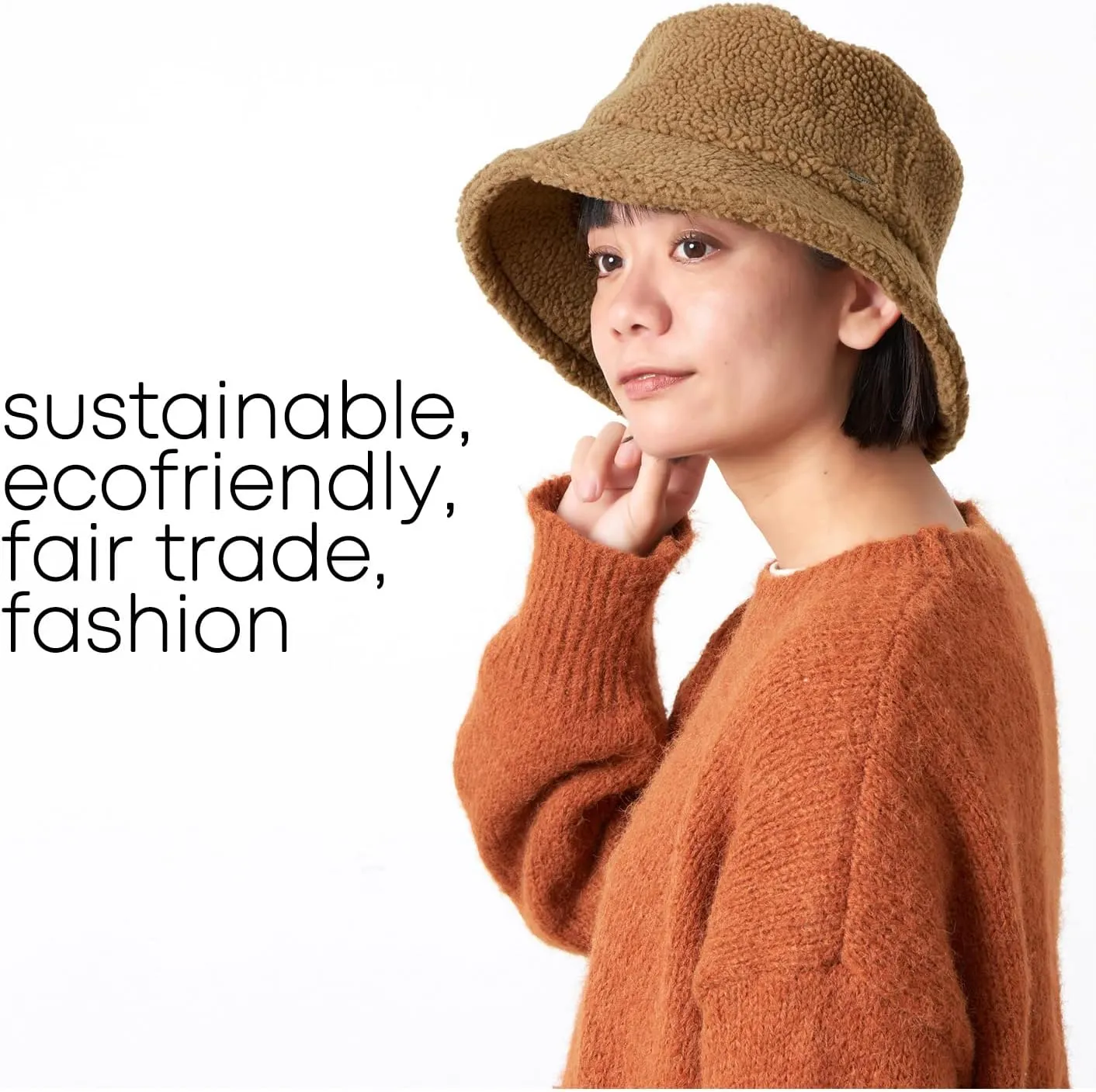 CHARM Furry Winter Bucket Hat - Organic Cotton Mens Chemo Cap Faux Sherpa Teddy