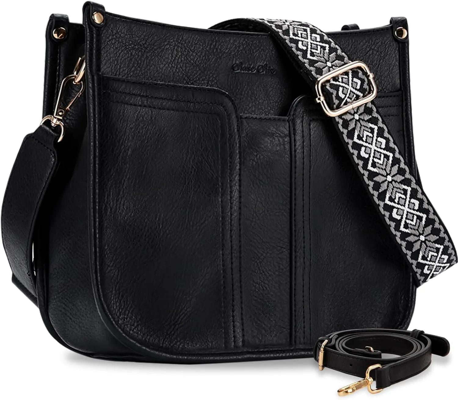 Chase Chic Crossbody Bags for Women, Vegan Leather Hobo Handbags Trendy Ladies Shoulder Bag Purse with 2 Adjustable Straps