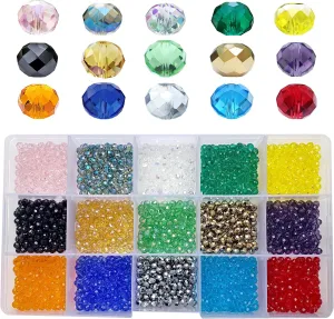 Chengmu 4mm Rondelle Glass Beads for Jewelry Making, Faceted Briolette Crystal Spacer Beads for Bracelets Necklaces Earring, 1605pcs