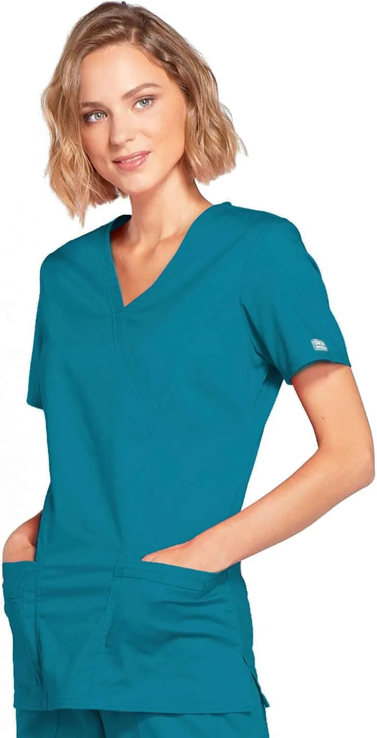 Cherokee Women Scrubs Top Workwear Core Stretch Mock Wrap 4728