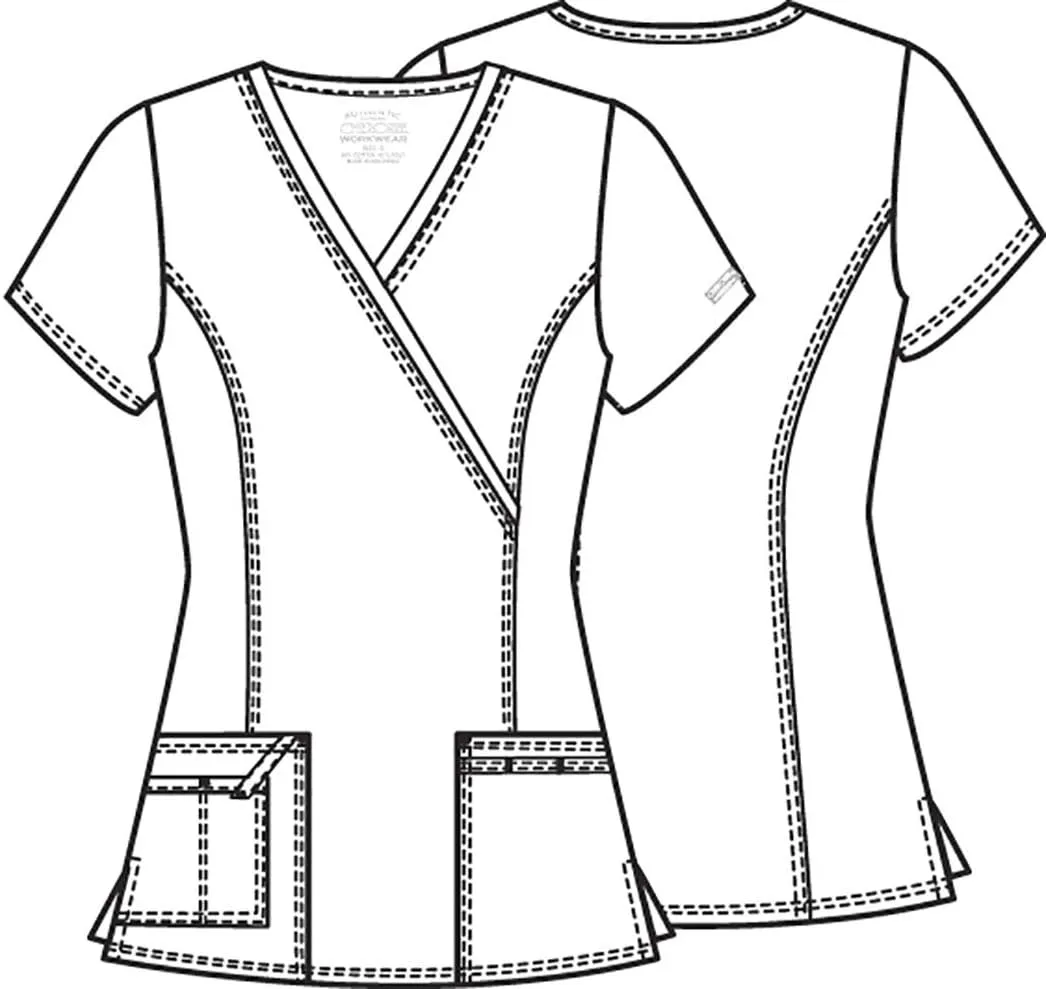 Cherokee Women Scrubs Top Workwear Core Stretch Mock Wrap 4728