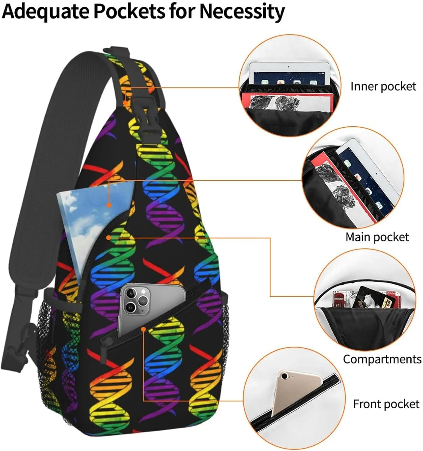 Chest Sling Bag Crossbody Shoulder Backpack Bag Gym Cycling Travel Hiking Daypack Cross Bag