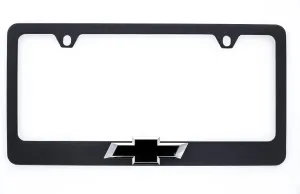 Chevy Chevrolet Metal Black License Plate Frame Tag Holder with 3D Bowtie Emblem