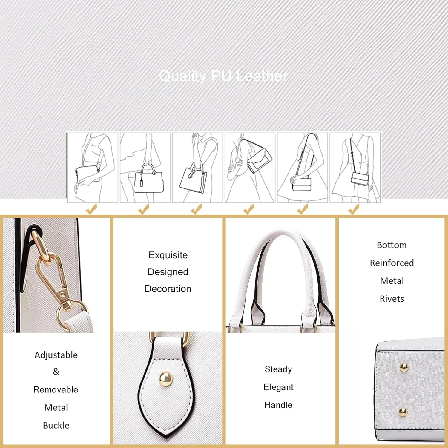 CHICAROUSAL Crossbody Purses and Handbags for Women PU Leather Tote Top Handle Satchel Shoulder Bags