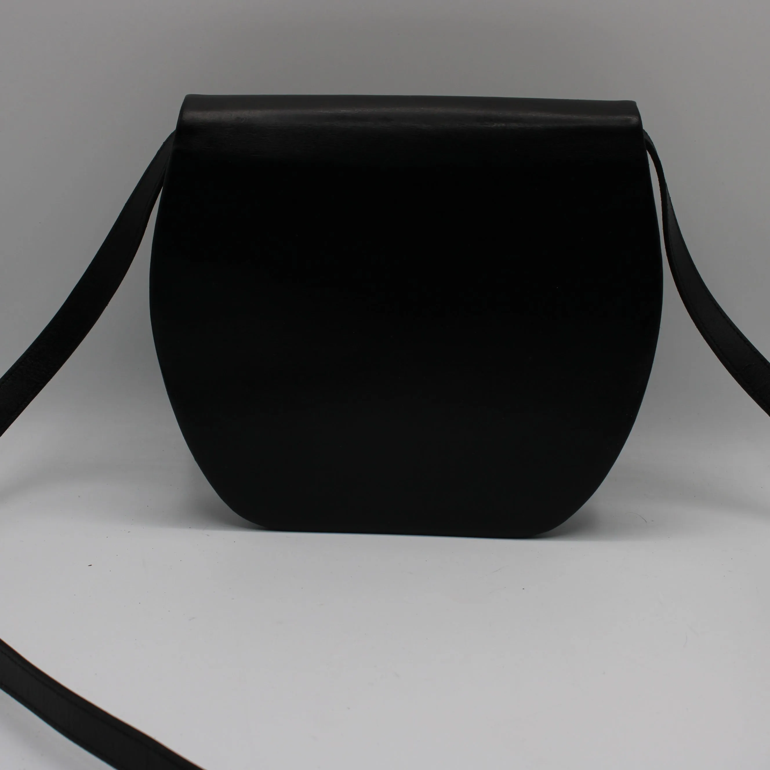 Christian Dior Black Leather Gold Logo Crossbody Bag Vintage