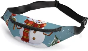 Christmas Snowman Belt Bag with Adjustable Strap, Lightweight Travel Crossbody Bags, Hands-Free Mini Fanny Packs in Running Gym