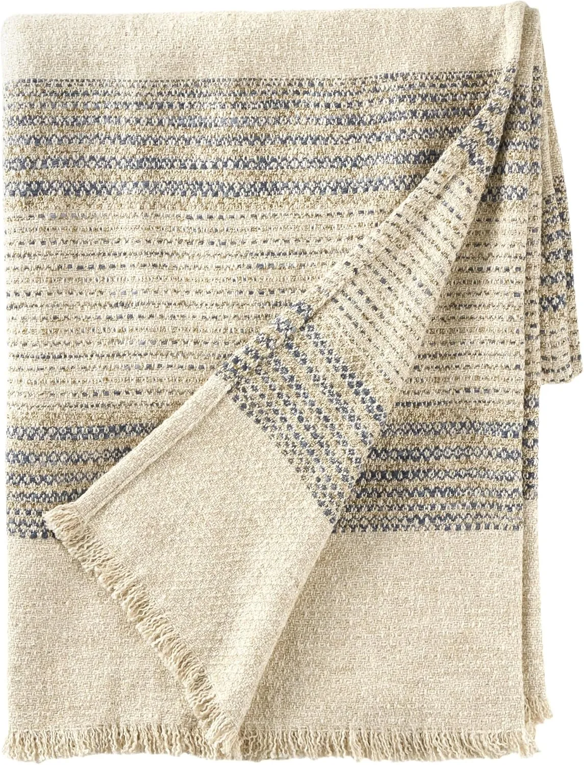 Cielo Stripe Blue Throw, 50" x 70", Blue Stripe Pattern