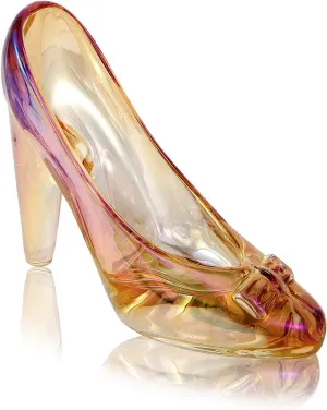 Cinderella Shoe Decor, Crystal High Heels Shoes Ornaments Glass Slipper Decoration Gift for Birthday Wedding Party, Colorful Gold